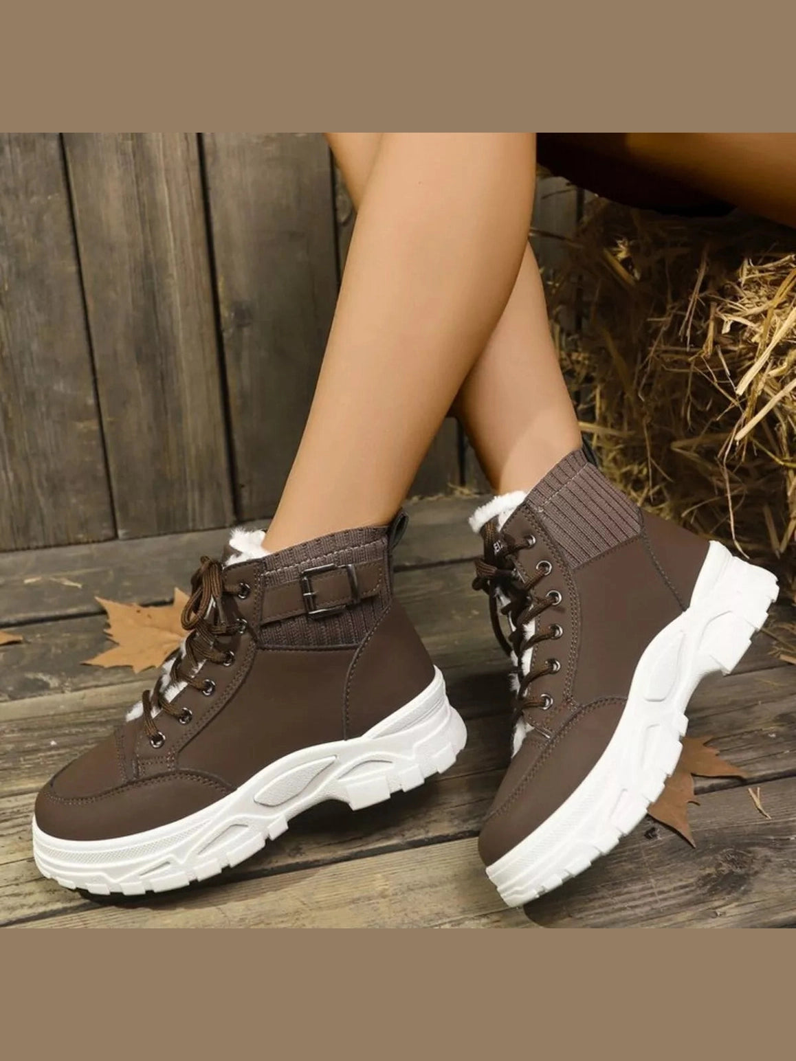 Plush Lining Lace Up Boots nicholesgifts