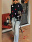 Women Valentine’s Day Heart Patched Turtleneck Long Sleeve Top nicholesgifts
