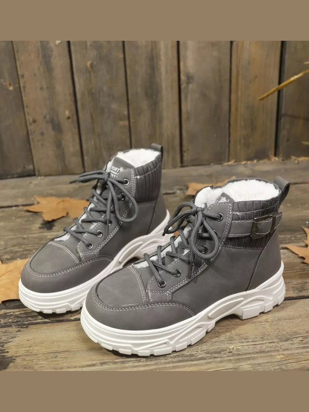 Plush Lining Lace Up Boots nicholesgifts