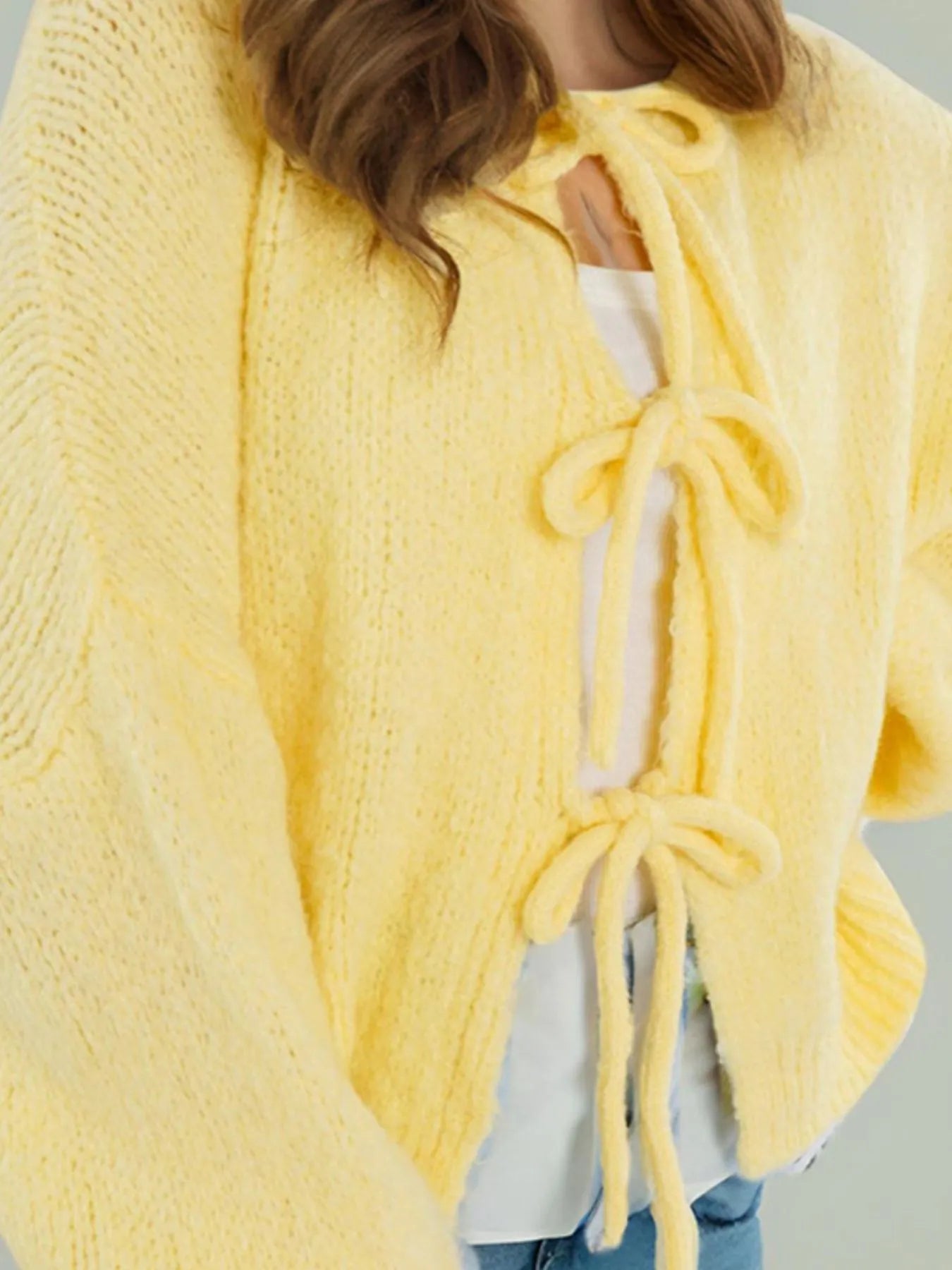 Cozy Bow-Tie Front Knit Cardigan