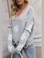 Flower Distressed Long Sleeve Sweater Trendsi
