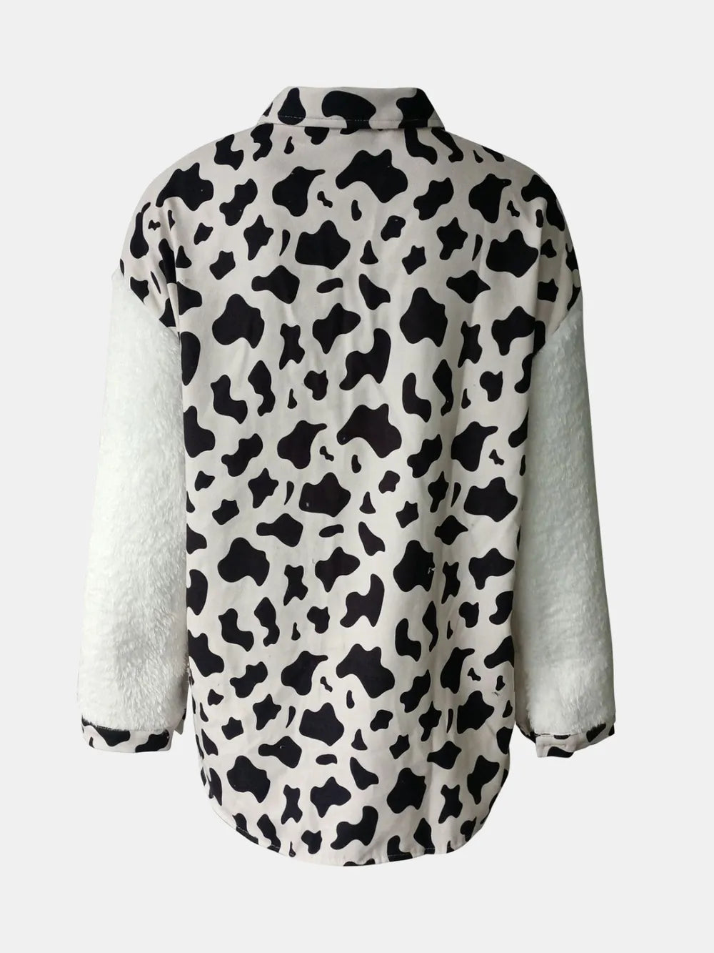 Fuzzy Button Up Long Sleeve Jacket nicholesgifts