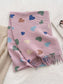 Women Heart Patterned Tassel Scarf Valentine's Day Gift For Her nicholesgifts