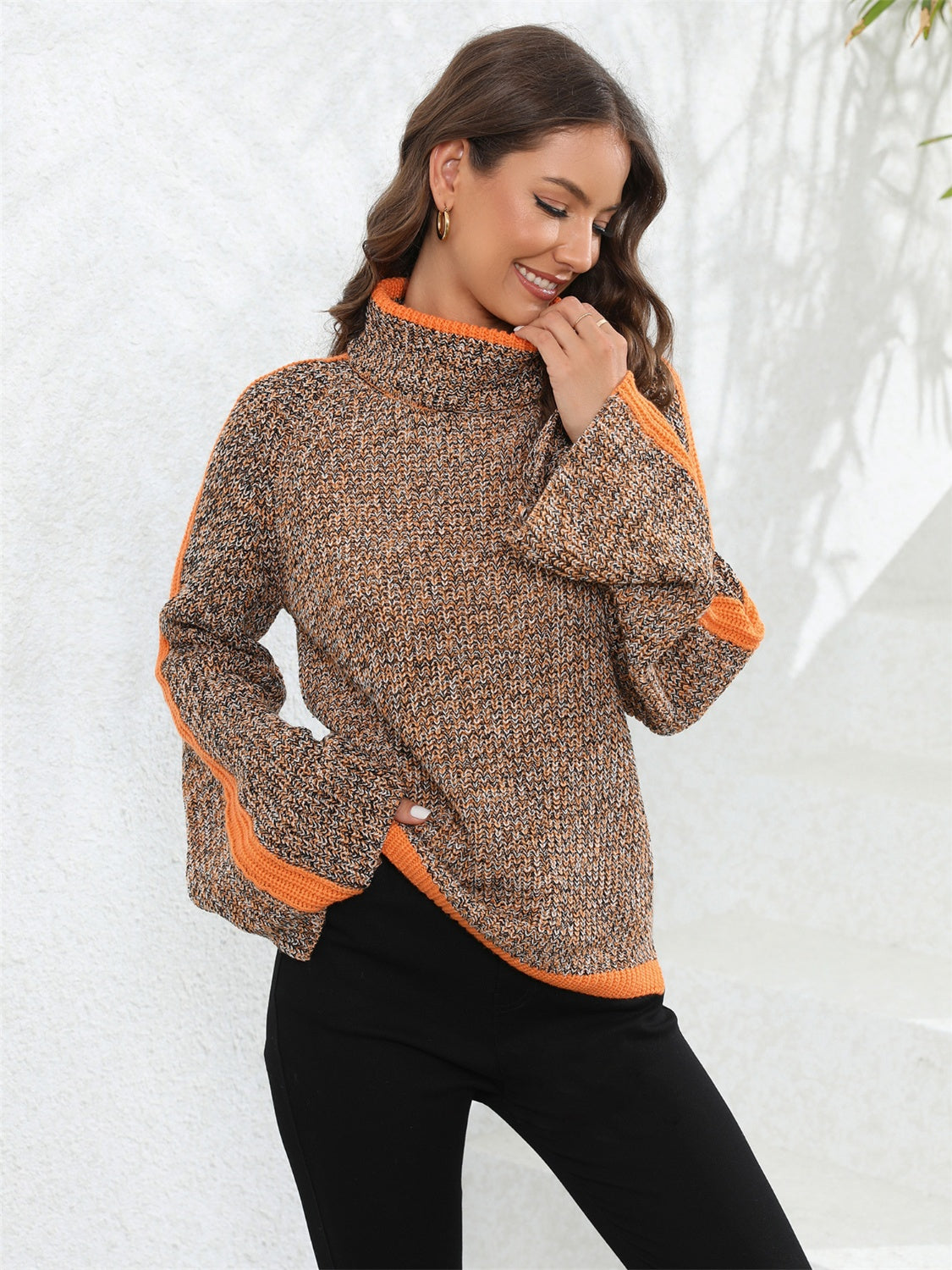 Angel Wings Heathered Turtleneck Long Sleeve Sweater nicholesgifts