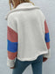 Women Shiny Color Block Button Down Collared Jacket nicholesgifts