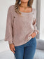Openwork Buttoned Square Neck Sweater nicholesgifts