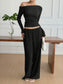 One Shoulder Long Sleeve Top and Pants Set nicholesgifts
