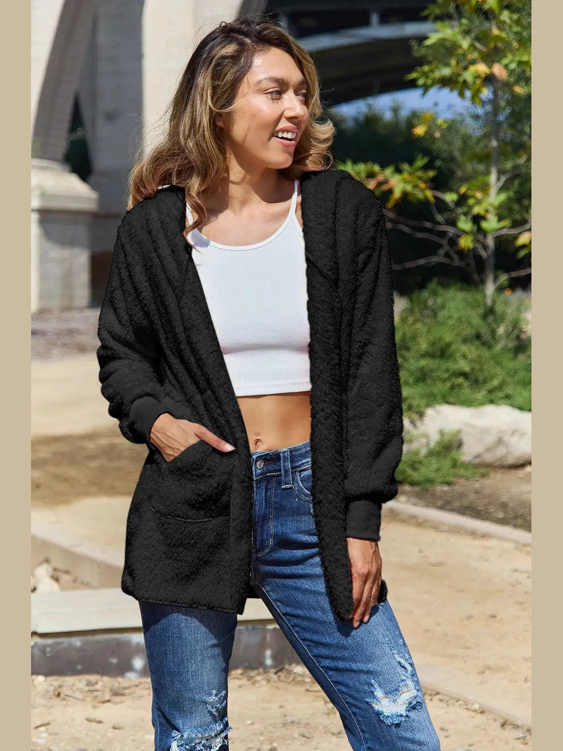 Full Size Teddy Hooded Jacket with Pockets nicholesgifts