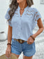 Swiss Dot Cutout Button Down Shirt nicholesgifts