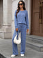 Ribbed Round Neck Top and Pants Set nicholesgifts