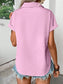Pleated Detail Collared Neck Short Sleeve Shirt nicholesgifts