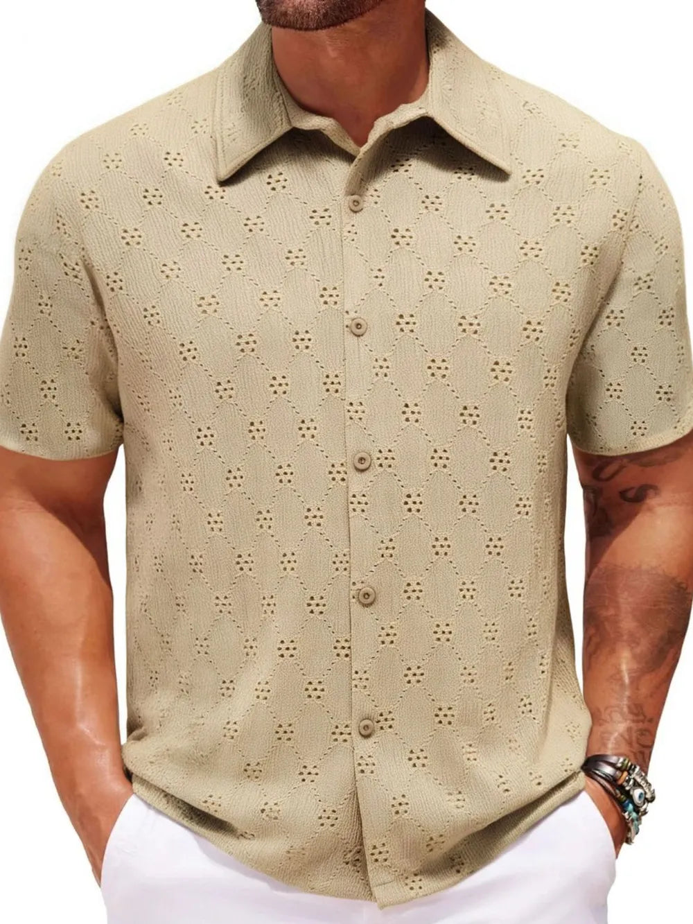 Men's Plus Size Button Down Short Sleeve Shirt Trendsi