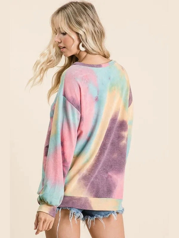 BiBi Tie Dye Print French Terry Sweatshirt NicholesGifts