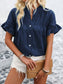 Button Down Ruffled Short Sleeve Shirt nicholesgifts
