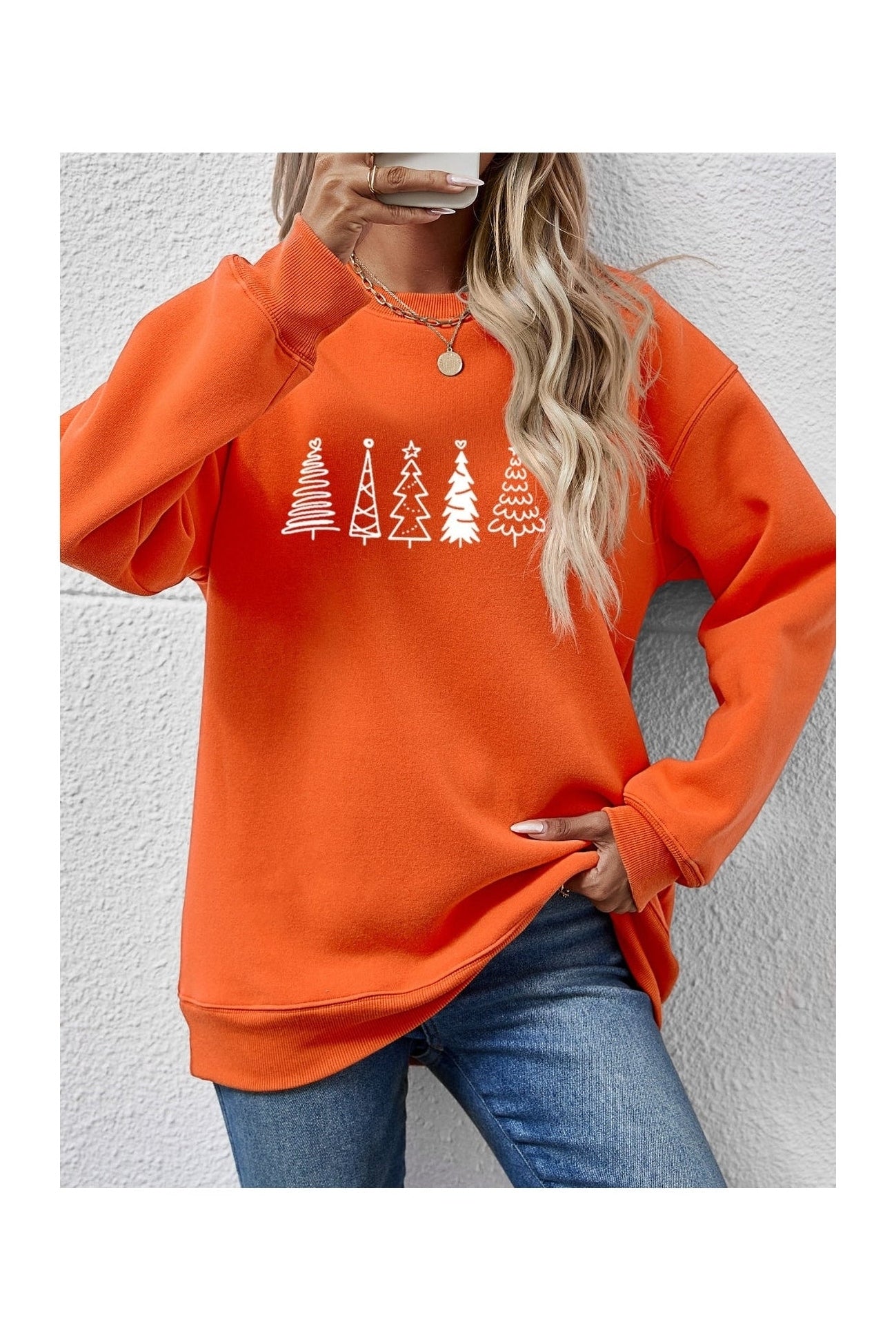Christmas Tree Graphic Drop Shoulder Sweatshirt nicholesgifts