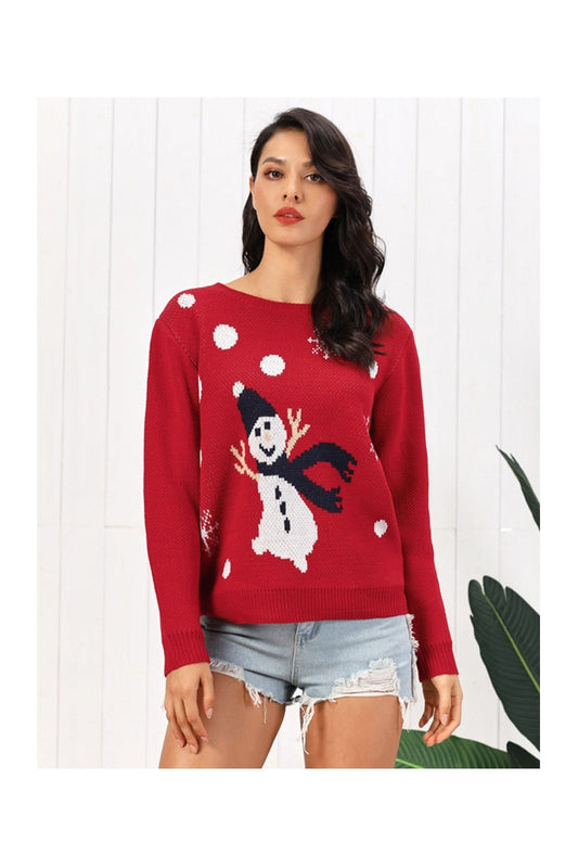 Snowman Round Neck Sweater NicholesGifts