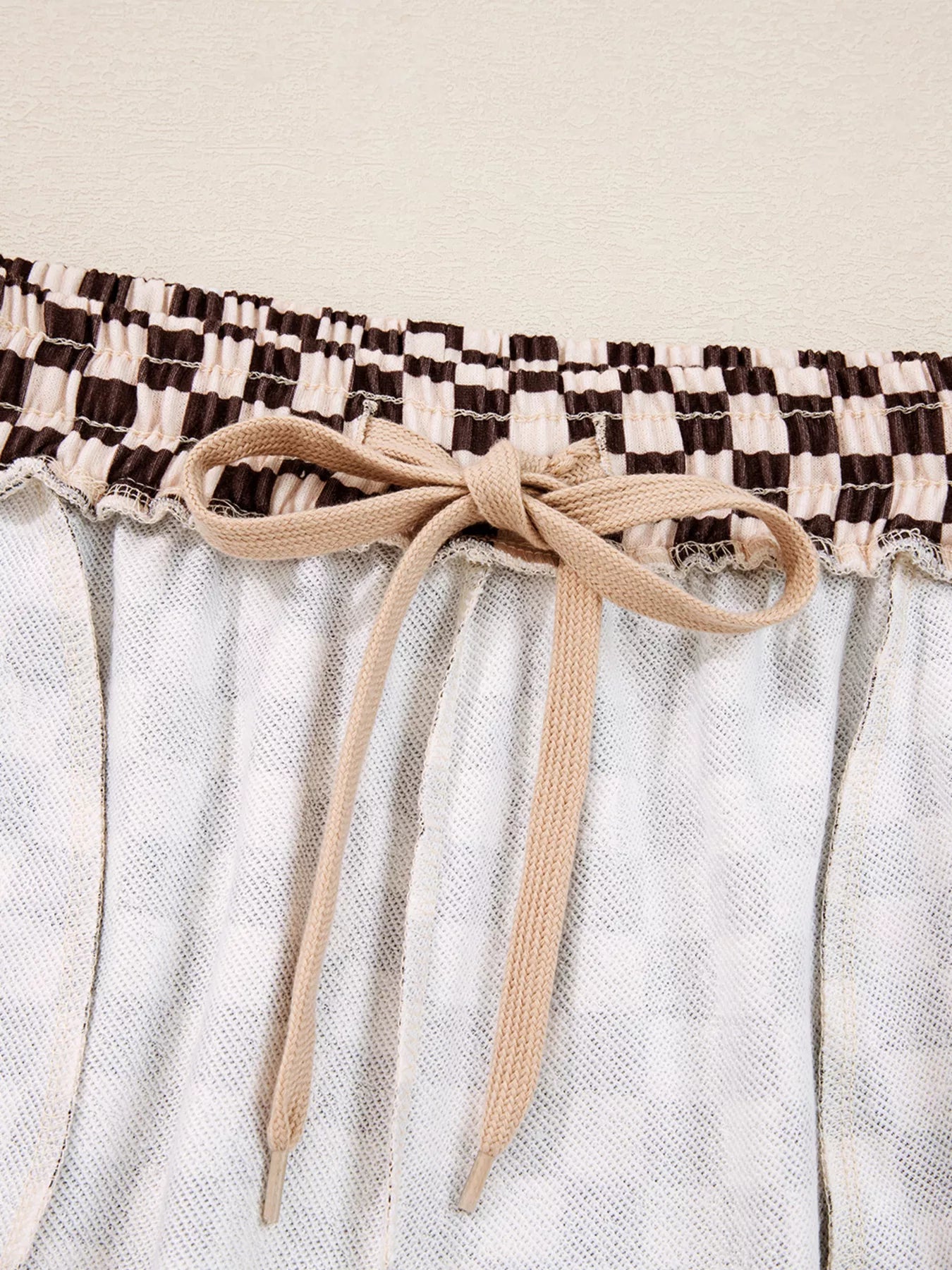 Checkered Drawstring Hoodie and Pants Set Trendsi