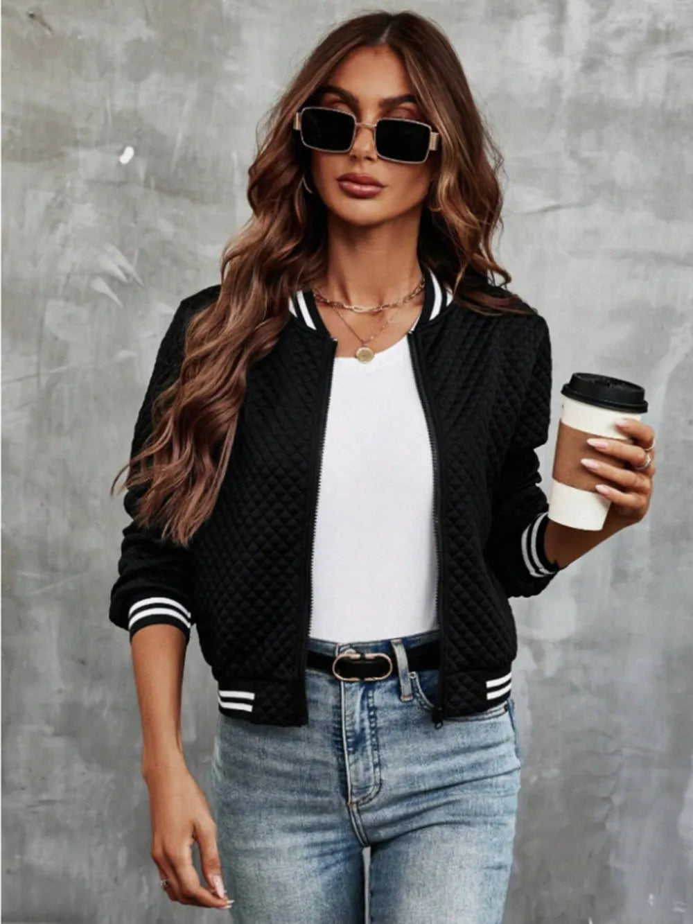 Zip Up Long Sleeve Jacket nicholesgifts