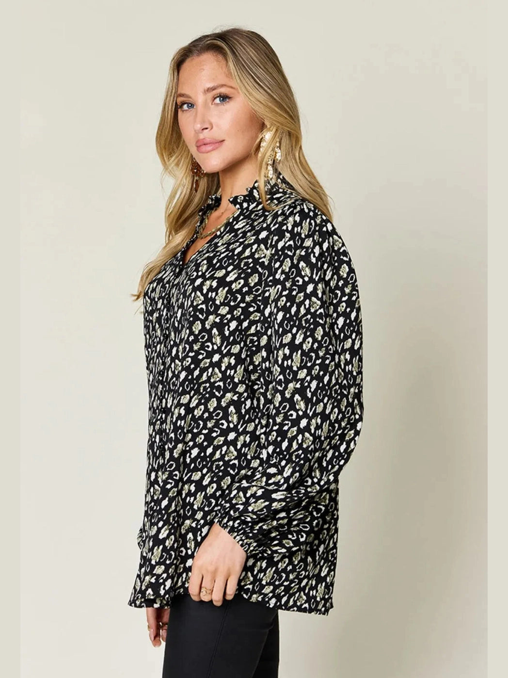 Double Take Full Size Leopard Long Sleeve Blouse nicholesgifts