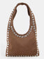 Fame Grommet Border Studded Suede Shoulder Bag nicholesgifts