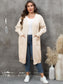 Plus Size Long Sleeve Pocketed Cardigan Trendsi