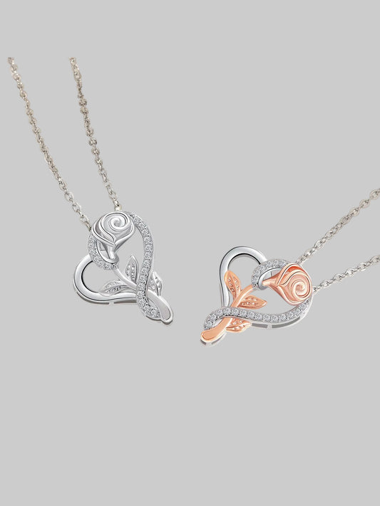 Women Heart-shaped rose necklace Valentine's Day Gift For Her NicholeGifts