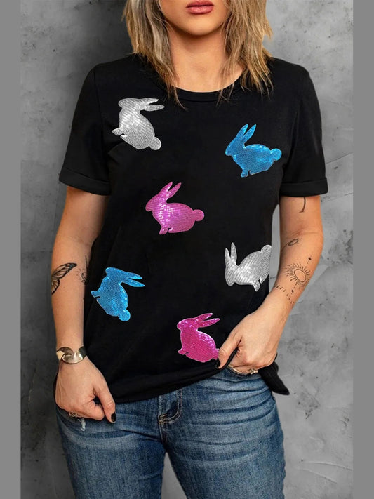 Easter Bunny Round Neck T-Shirt Trendsi