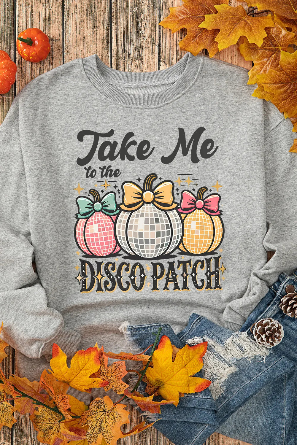 Graphic Round Neck Long Sleeve Sweatshirt Trendsi