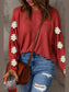 Women Christmas Tree Round Neck Long Sleeve Top nicholesgifts