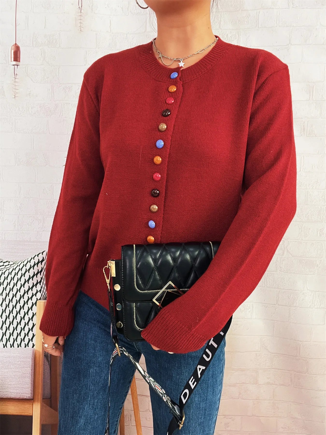 Button Up Long Sleeve Cardigan
