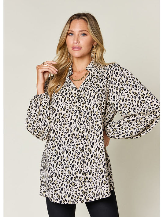 Women Double Take Full Size Leopard Long Sleeve Blouse nicholesgifts