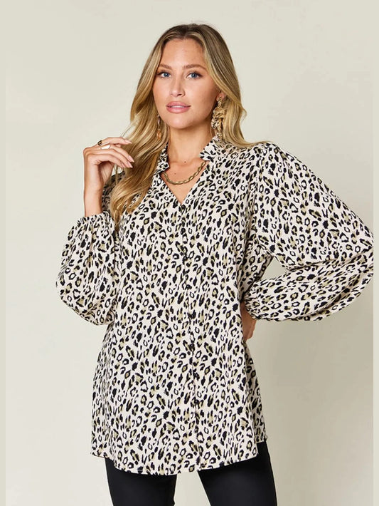 Double Take Full Size Leopard Long Sleeve Blouse nicholesgifts