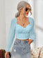 Mesh Sweetheart Neck Flounce Sleeve Top nicholesgifts