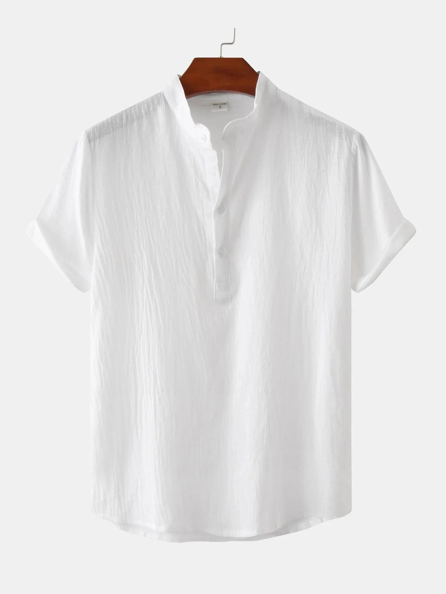 Men's Mandarin Collar Short Sleeve Henley Shirt NicholesGifts