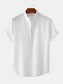 Men's Mandarin Collar Short Sleeve Henley Shirt nicholesgifts