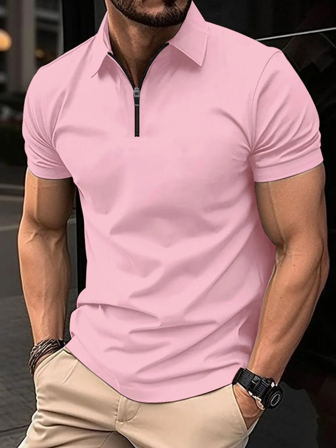 Men's Full Size Collared Neck Short Sleeve Polo Plus Size NicholesGifts