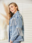 Fringe Detail Long Sleeve Denim Jacket nicholesgifts