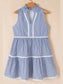 Stripe Sleeveless Notched Ric Rac Mini Dress nicholesgifts