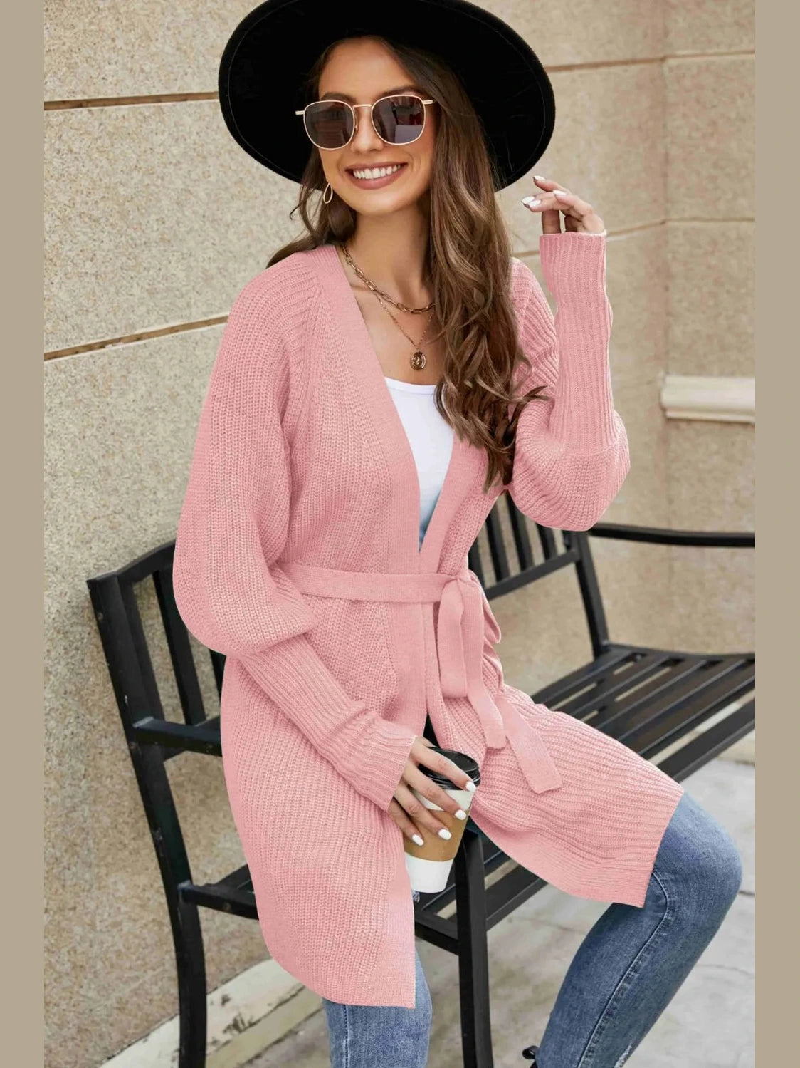 Open Front Lantern Sleeve Cardigan nicholesgifts