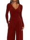 Casual Long Sleeve Top and Wide Leg Pants Set nicholesgifts