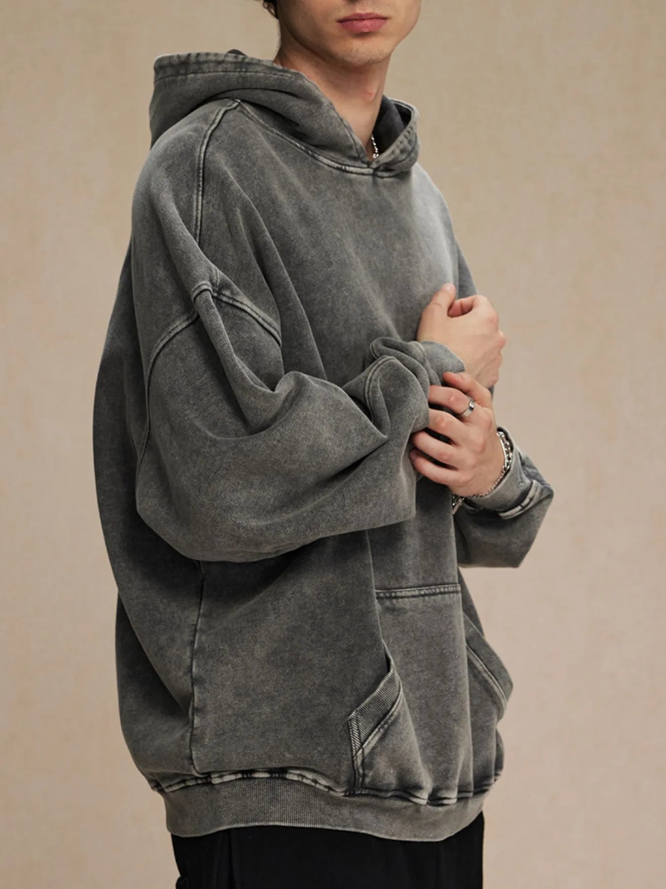 Men's Washed Oversized Long Sleeve Hoodie NicholesGifts