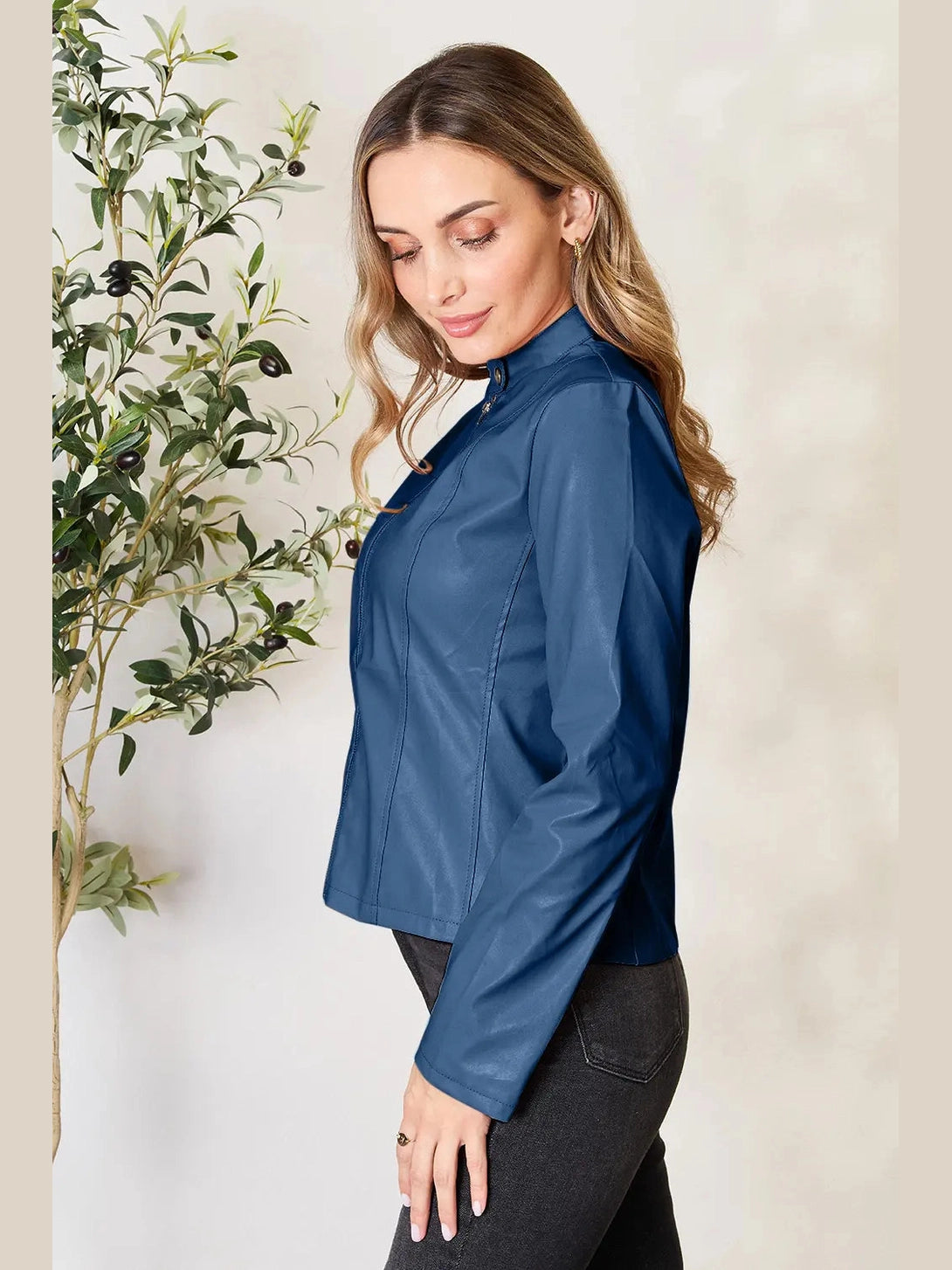 Mock Neck Zip Up Jacket nicholesgifts