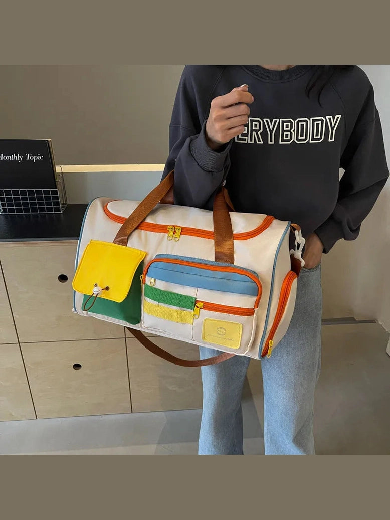 Color Block Multi-Pockets Travel Bag nicholesgifts