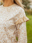Leopard Ruffle Detail Ribbed Trim Round Neck Sweatshirt nicholesgifts