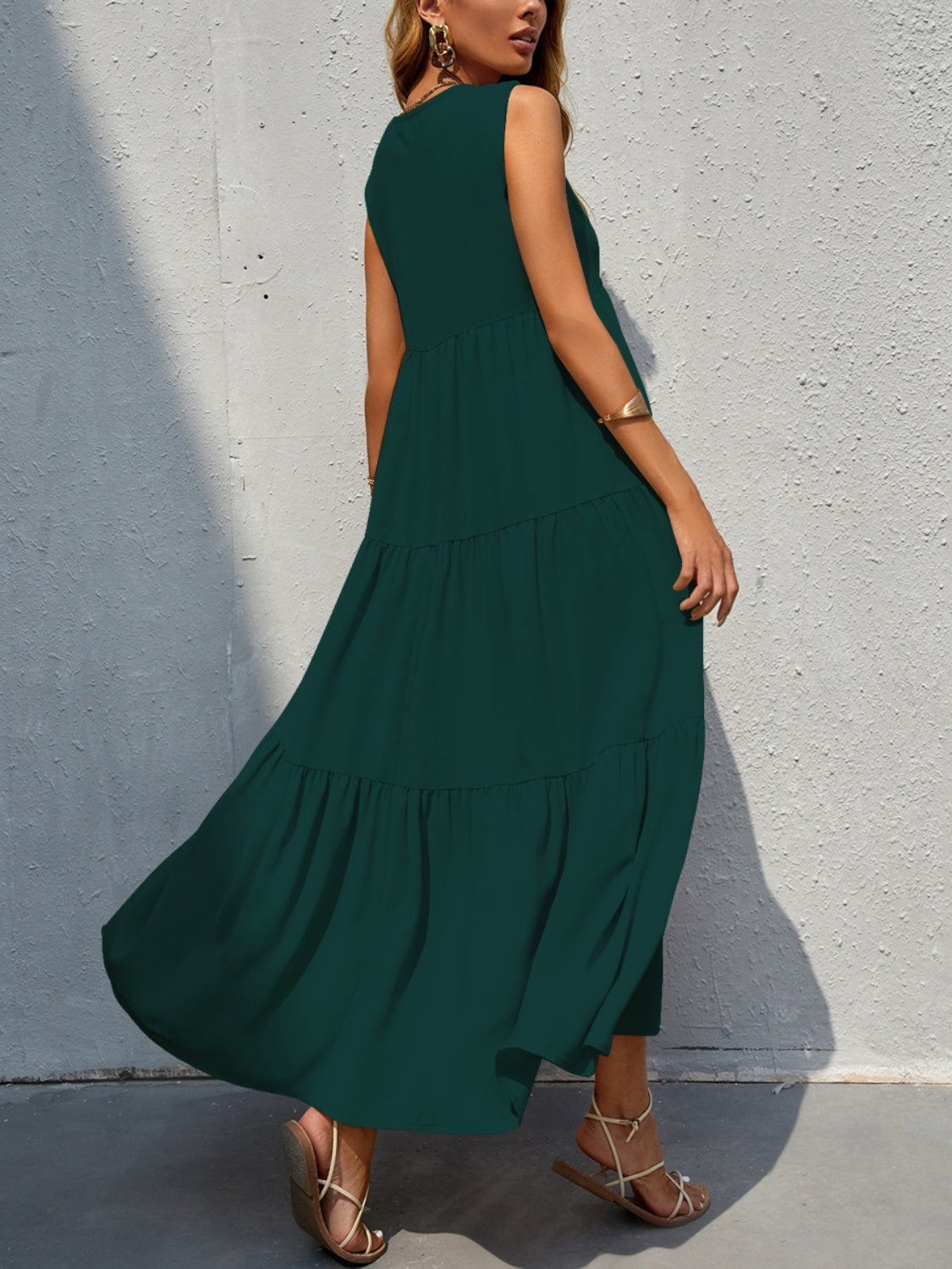 Tiered V-Neck Sleeve Dress nicholesgifts