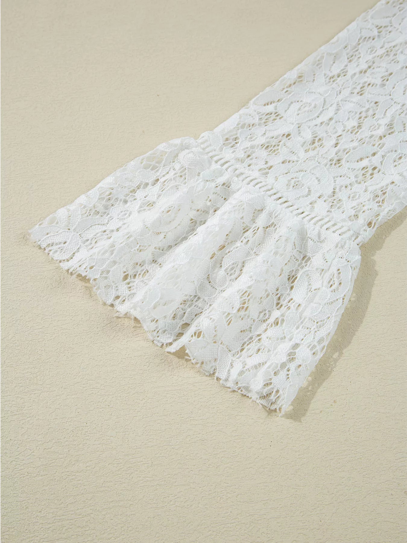 Tie Neck Lace Ruffle Detail Long Sleeve Blouse Trendsi