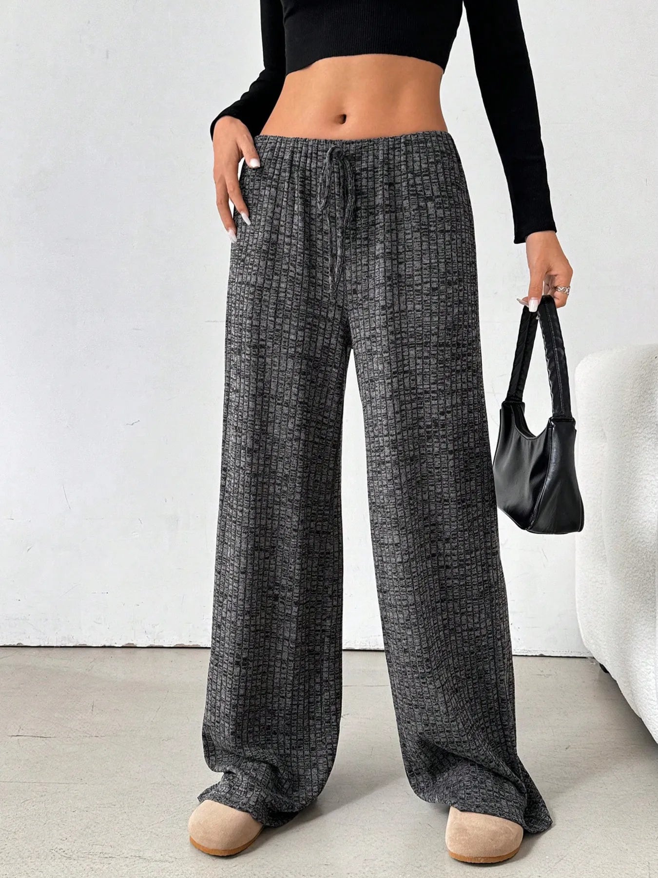 Women Striped Wide Leg Drawstring Pants nicholesgifts