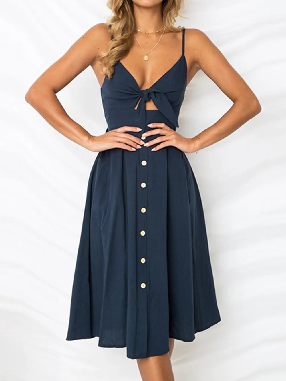 Cutout Smocked Sweetheart Neck Cami Dress nicholesgifts