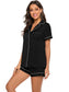 Printed Button Up Short Sleeve Top and Shorts Lounge Set nicholesgifts