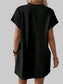 Women Pocketed Round Neck Short Sleeve Dress nicholesgifts